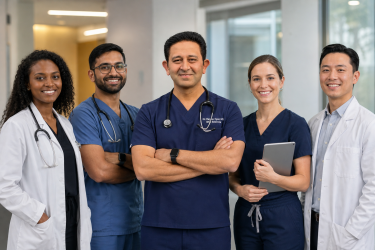 Dr. Iyer with diverse group